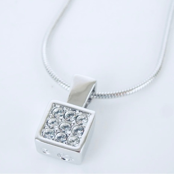 Swarovski Silver & Crystal Dice Necklace Choker - Picture 1 of 10